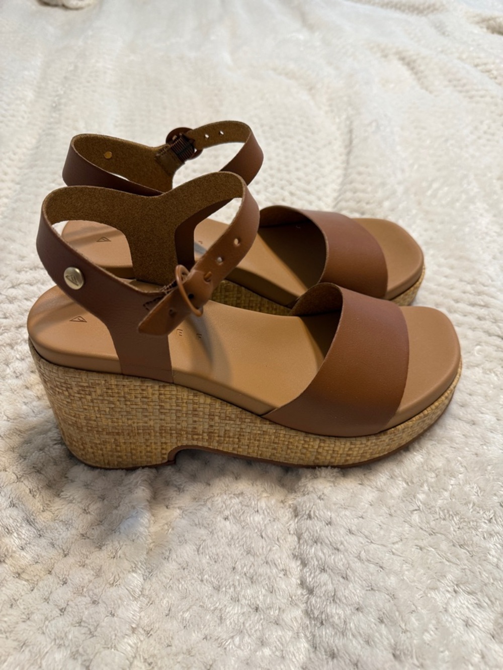 Reef Brown Wedge Sandals with Ankle Strap